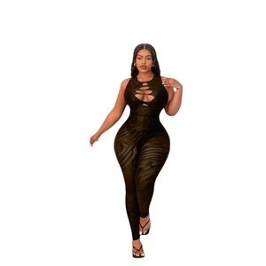 SHEIN Plus Size BodyCon Mesh Jumpsuit BBL